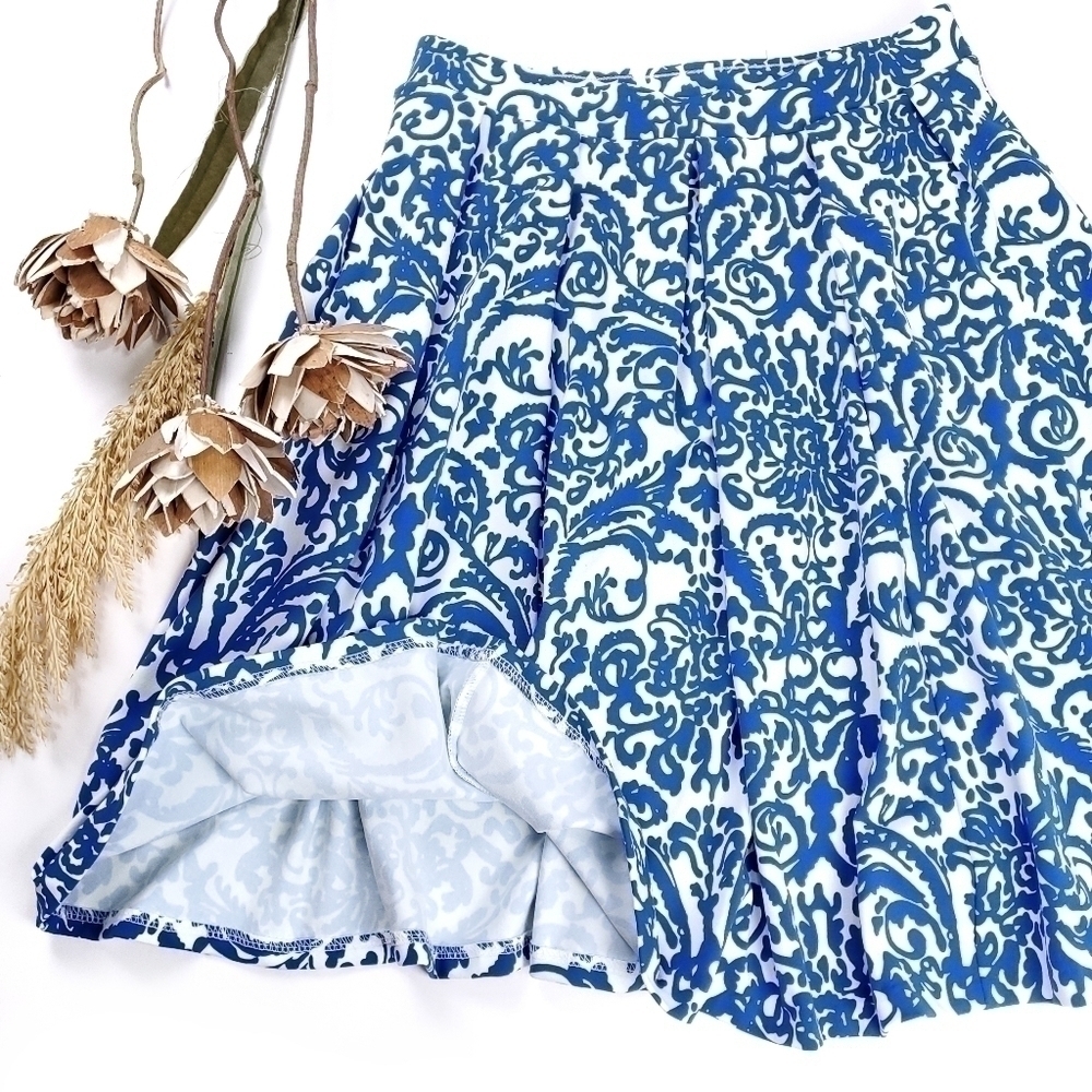 Adrienne Vittadini Vibrant Blue Wht Sport Skirt XS - Picture 2 of 11